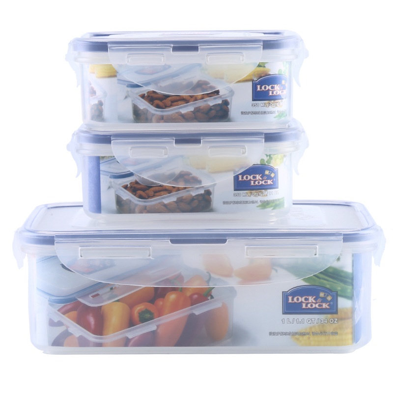 Picture of Lock Plastic Crisper Three-Piece Set Storage Sealed Lunch Box Student Children's Lunch Box Gift Box Gift