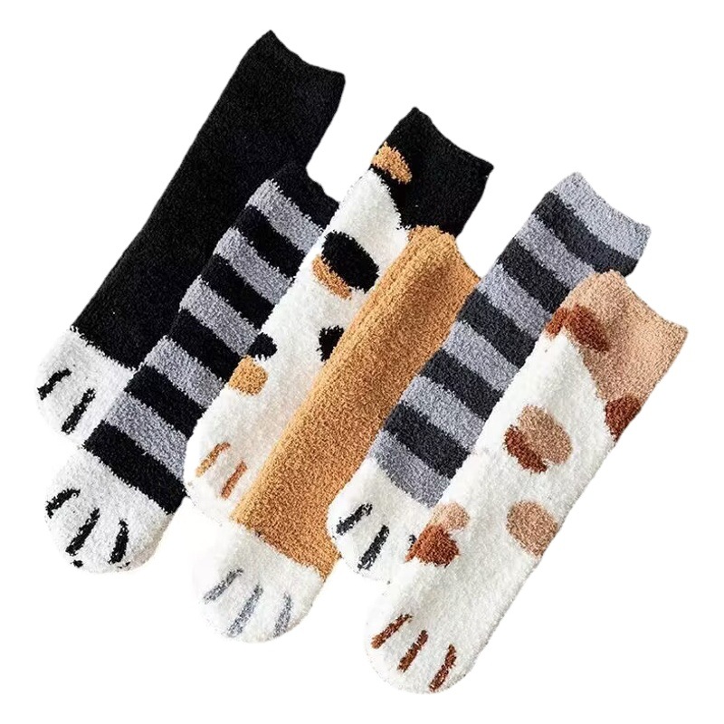 Coral Velvet Socks for Women in Autumn and Winter Thickeneded Velvet Warm Socks for Home Winter Warm Sleep Confinement Socks Mid-Tube Socks