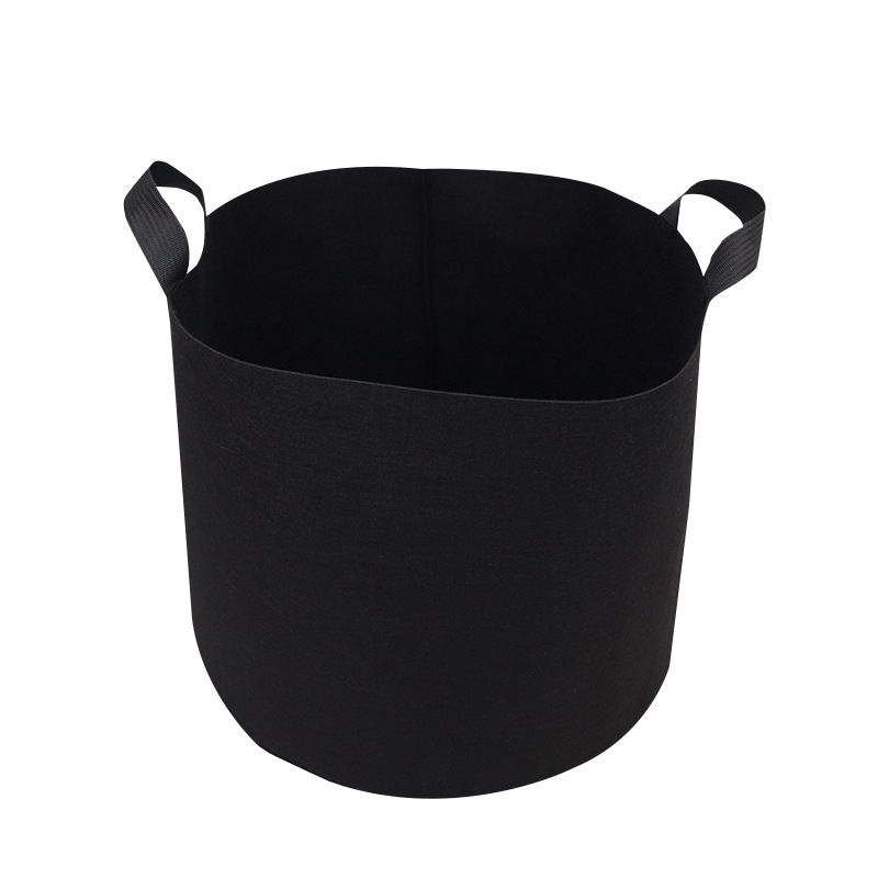 Supply new felt plant planting barrel felt bag can be printed logo black barrel large capacity felt bag
