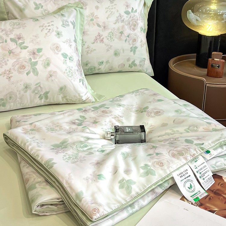 Picture of 2025 New Summer Fresh Summer Quilter Four-piece Light Luxury High-end Tencel Cool Summer Quilter Ice Silk Air Conditioned Quilter