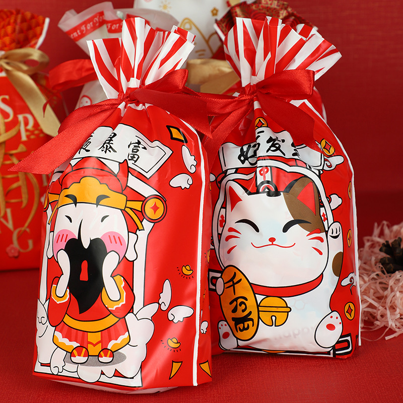 Overnight Rich Gift Packaging Bag Gravure Moisture-proof Ribbon Drawstring Bag Candy Bag Creative Packaging Bag 50