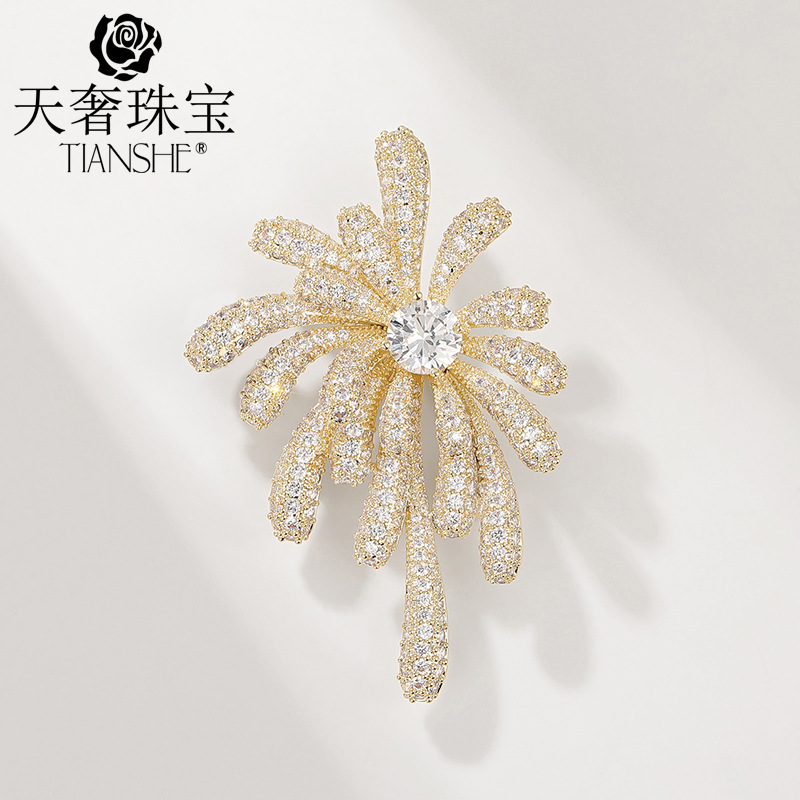 Picture of Sky luxury jewelry high-end brand heavy industry hot natural pearl fireworks brooch can be used for batch testing certificate
