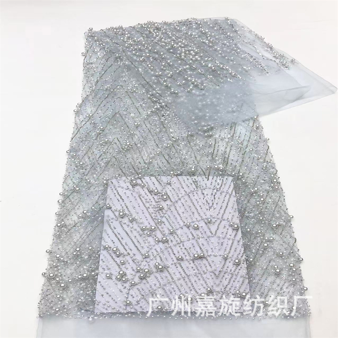 High-grade Mesh Beaded Sequin Embroidered Fabric dress Dress Cheongsam Beaded Tube Embroidered Fabric Beaded Lace