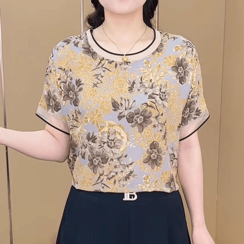 Picture of Summer New 2024 Age-reducing Printing Fashion Loose Elegant Light Luxury Thin Short-sleeved Shirt Women's Trendy