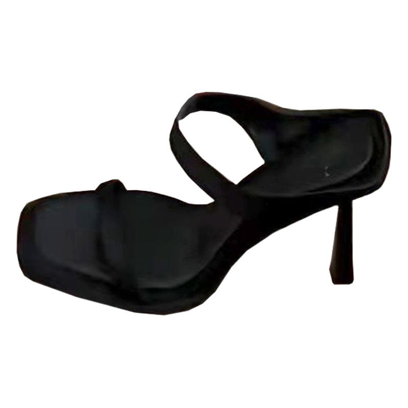 2024 Summer New European and American Style High Heels Women's Niche Elegant Black High Heel Sandals with Thin Heels