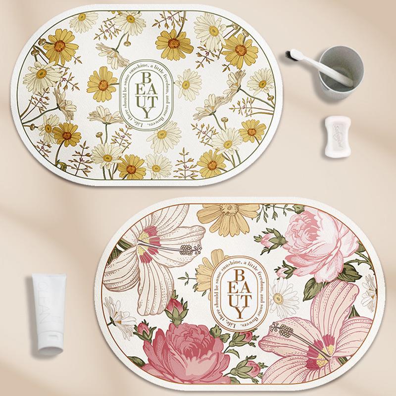 Ins Style Bathroom Diatom Mud Floor Mat Bathroom Door Mat Absorbent Non-Slip Mat Entry Door Mat Kitchen Carpet