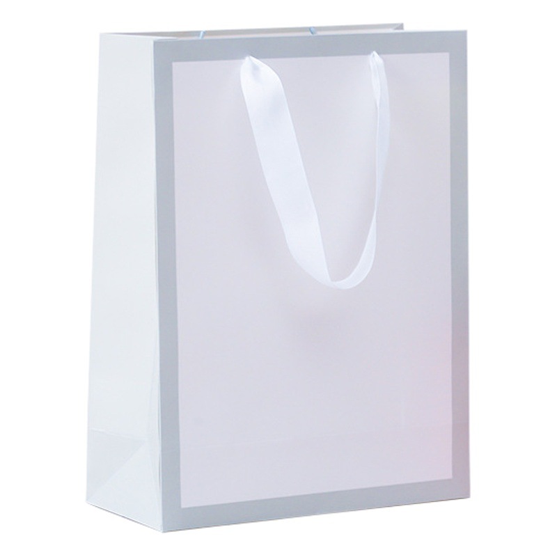 White Cardboard Bag Handbag Packaging Clothing Store Bag Printed logo Clothes Gift Paper Bag High-end Strong