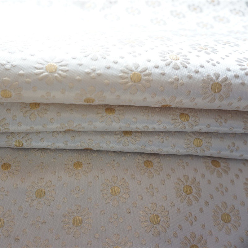 New flesh color high density daisy fresh natural jacquard fabric women's dress dress luggage clothing
