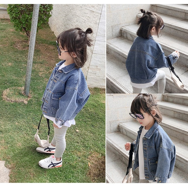 2025 Korean-Style Denim Children's Fashion Spring and Autumn Jacket for Girls Trendy Versatile Top Jacket for Toddlers