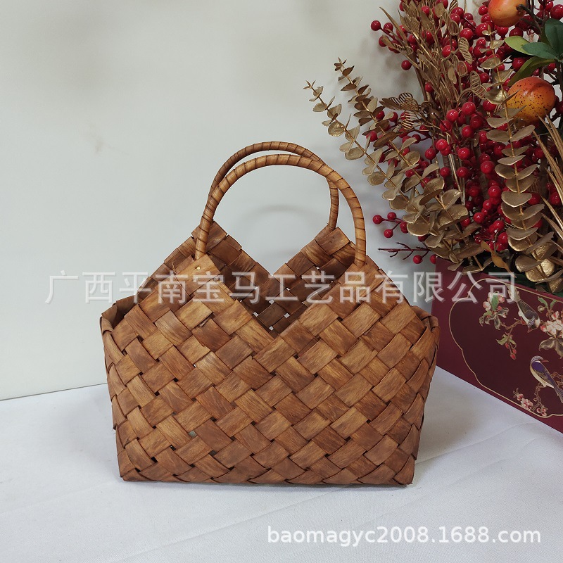 Chinese-style Dragon Boat Festival Zongzi Wedding Gift Basket Packaging Basket Wooden Basket Creative Gift Handmade DIY Candy