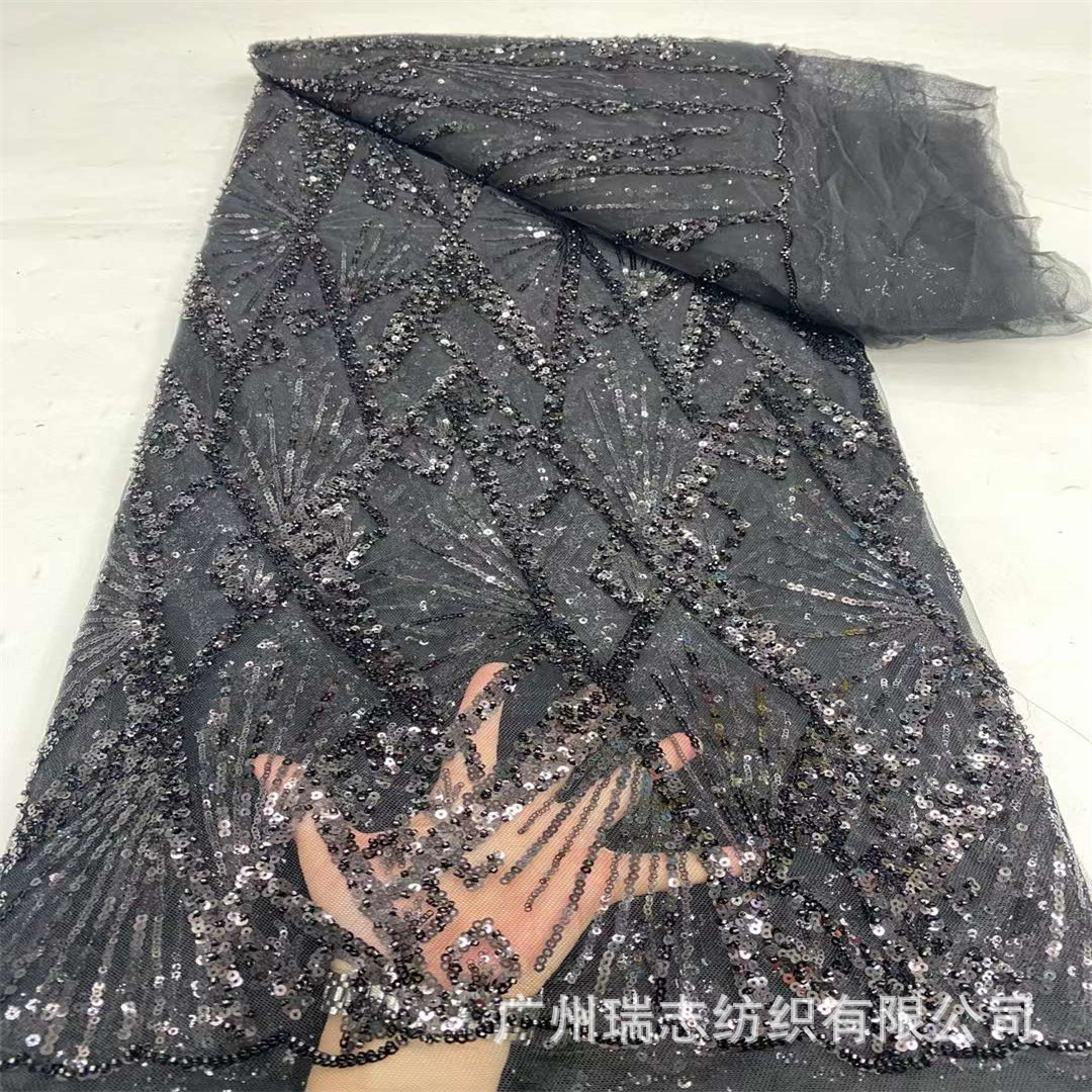 Picture of Middle East Transparent Sequin Beads Mesh Fabric Fairy Dress Wedding Dress National Costume Lace Dress Lace