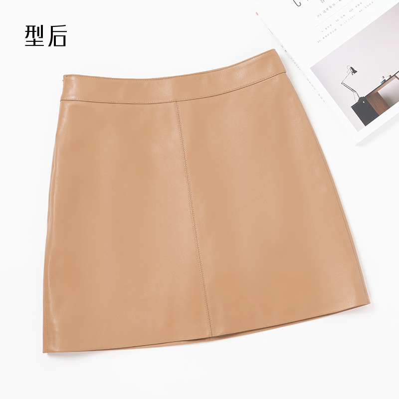 pu leather skirt women's spring and autumn 2024 new high waist A- line hip skirt popular slim skirt autumn