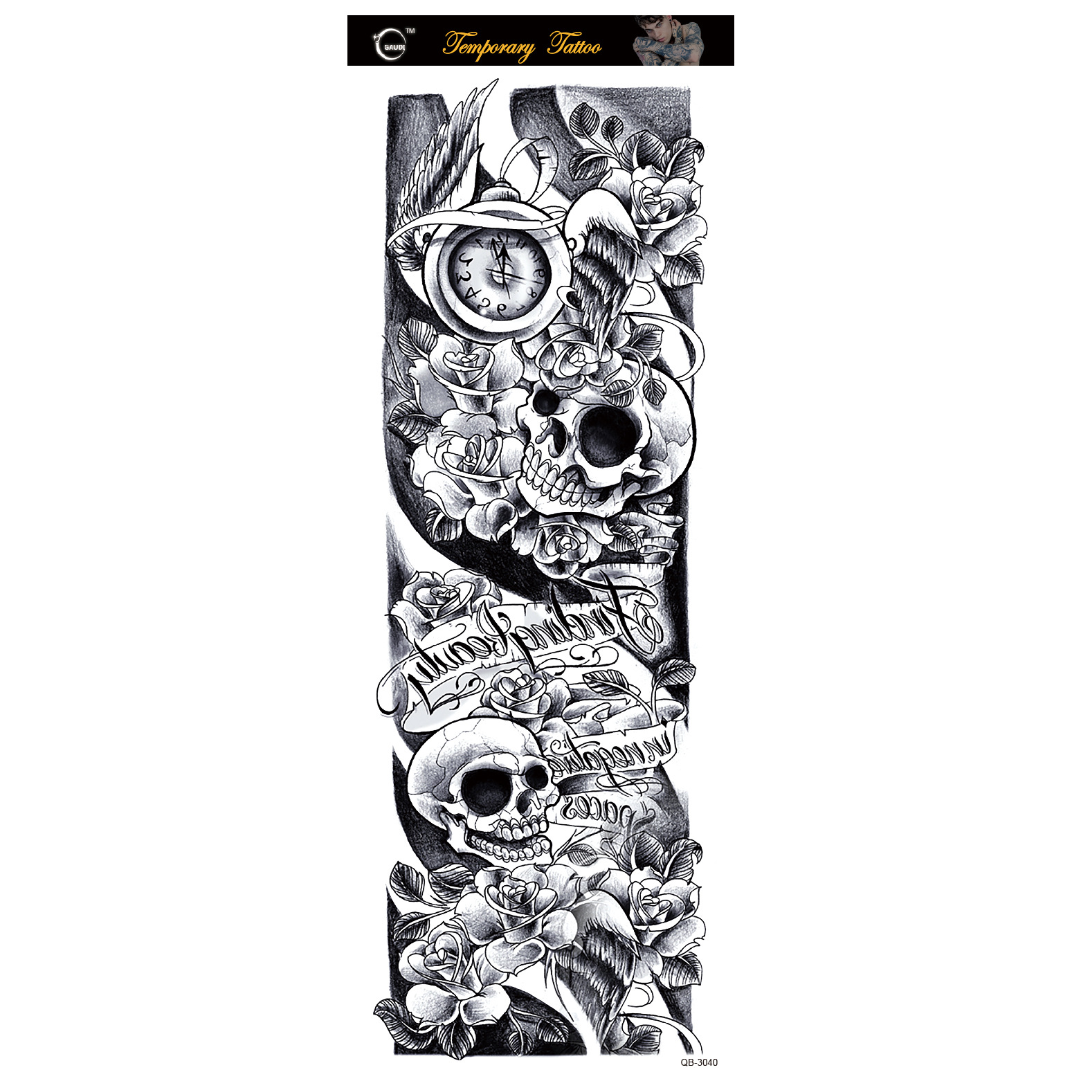 Picture of Large Flower Arm Tattoo Sticker Full Arm Waterproof Tattoo Temporary 400 Optional Full Arm Tattoo Sticker