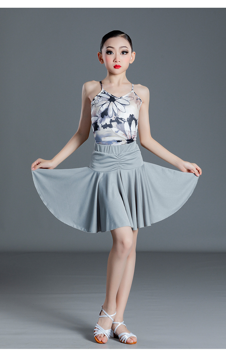 Picture of 2022 New Children's Latin Dance Dress Girls' Dance Practice Costume Girls' Online Popular Autumn and Winter Latin Competition Grade Examination