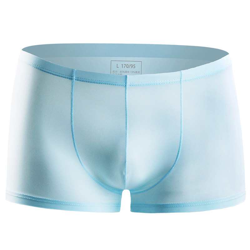 Picture of Youth Summer Men's Ice Silk Underwear One-piece Boxers Breathable Thin Sexy Transparent Boxer Underpants