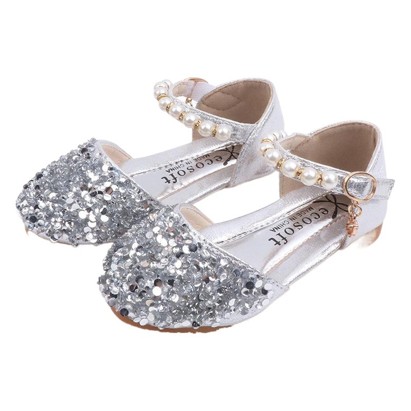 2025 Spring and Summer New Girls' Leather Shoes Single Shoes Baby Princess Shoes Children's Casual Shoes Performance Shoes Pearl Dance Shoes