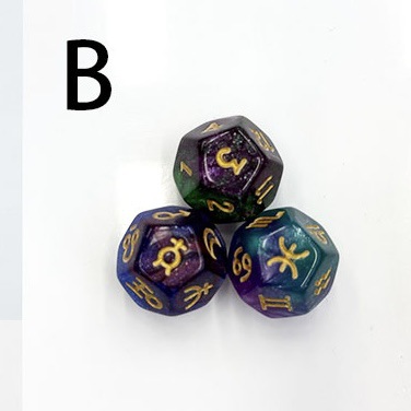 Picture of 12-sided two-color star symbol DICE twelve-sided constellation DICE D12 game Lucky Star throw sieve DICE