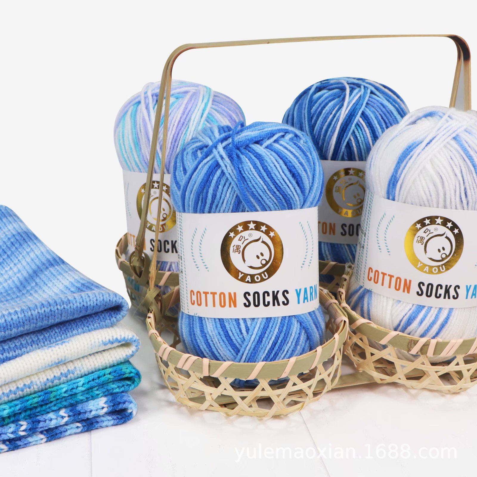 Wool ball acridine even three-strand section dyed combed cotton wool pad dyed flower color baby fine cotton thread hand-woven