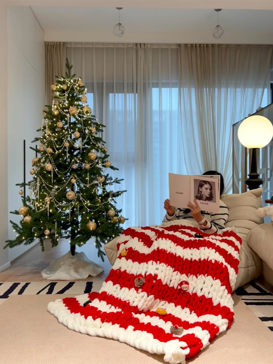 Beginners learn simple Christmas blanket weaving DIY materials to wrap Icelandic coarse wool thread self-woven blanket for girlfriend