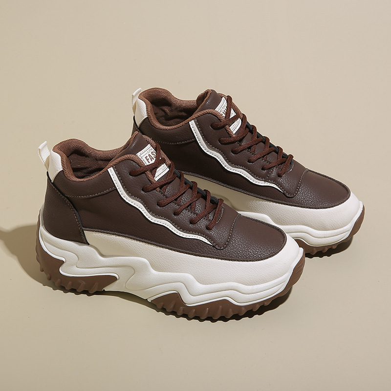 Autumn 2024 Women's Shoes High-top Shoes Women's Ins Korean-style All-match Thick-soled Height-increasing Sports Casual Trendy Shoes for Torre