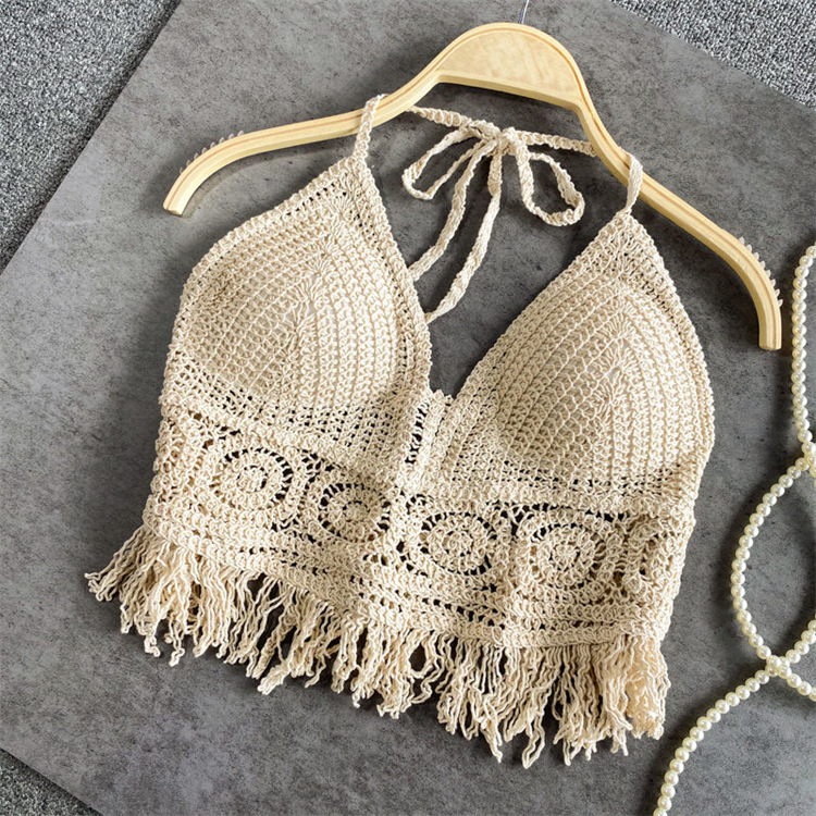 Picture of Sexy Camisole Lace-up Hollow Bohemian Ethnic Style Embroidered Inner Women's Top Bra