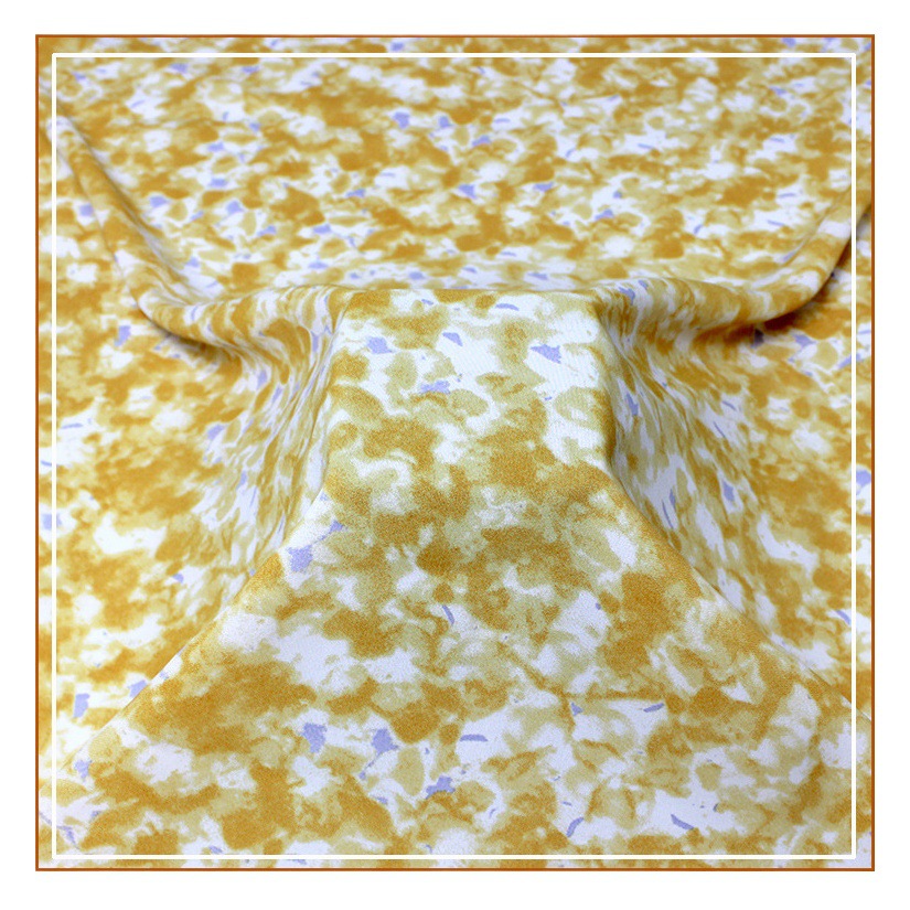 Impermeable hibiscus hemp printed fabric yellow tie-dye small fresh new flower type recent explosion dress fabric