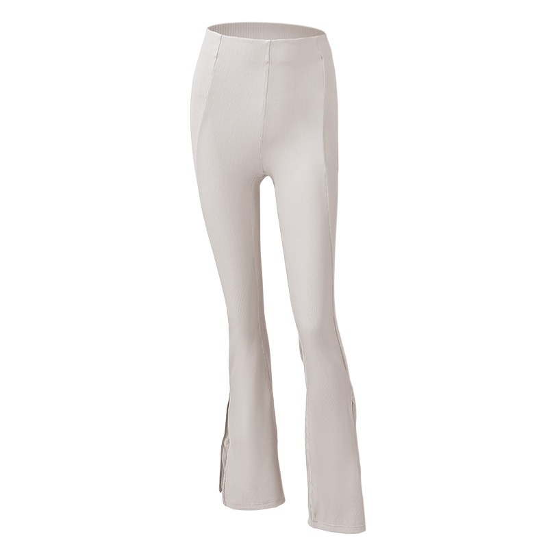 Women's Yoga Pants High-Waisted Sports Ribbed Flared Pants Comfortable Tight-Fitting Zippered Leg Openings Make Legs Look Longer