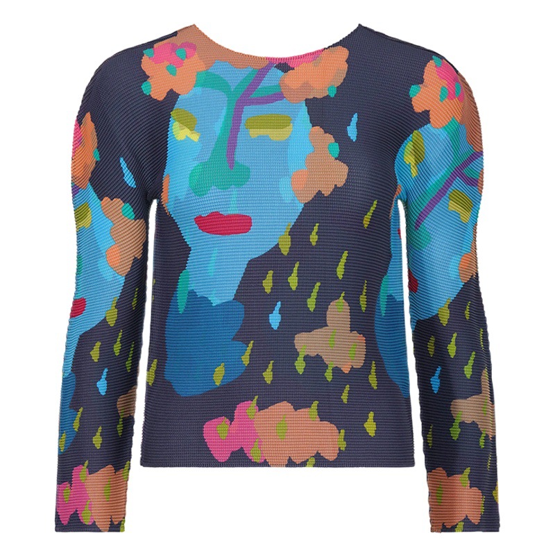 Distinctive Semi-high Collar Base Shirt Women's Long-sleeved Spring and Autumn Women's New Printed Base Shirt Thin T-shirt Women's Clothes