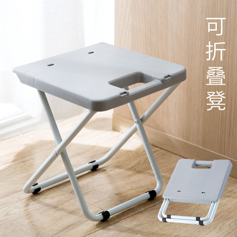 Outdoor Camping Folding Chair Plastic Small Chair Picnic Foldable Stool Iron Leg Small Bench Barbecue Stall Stool