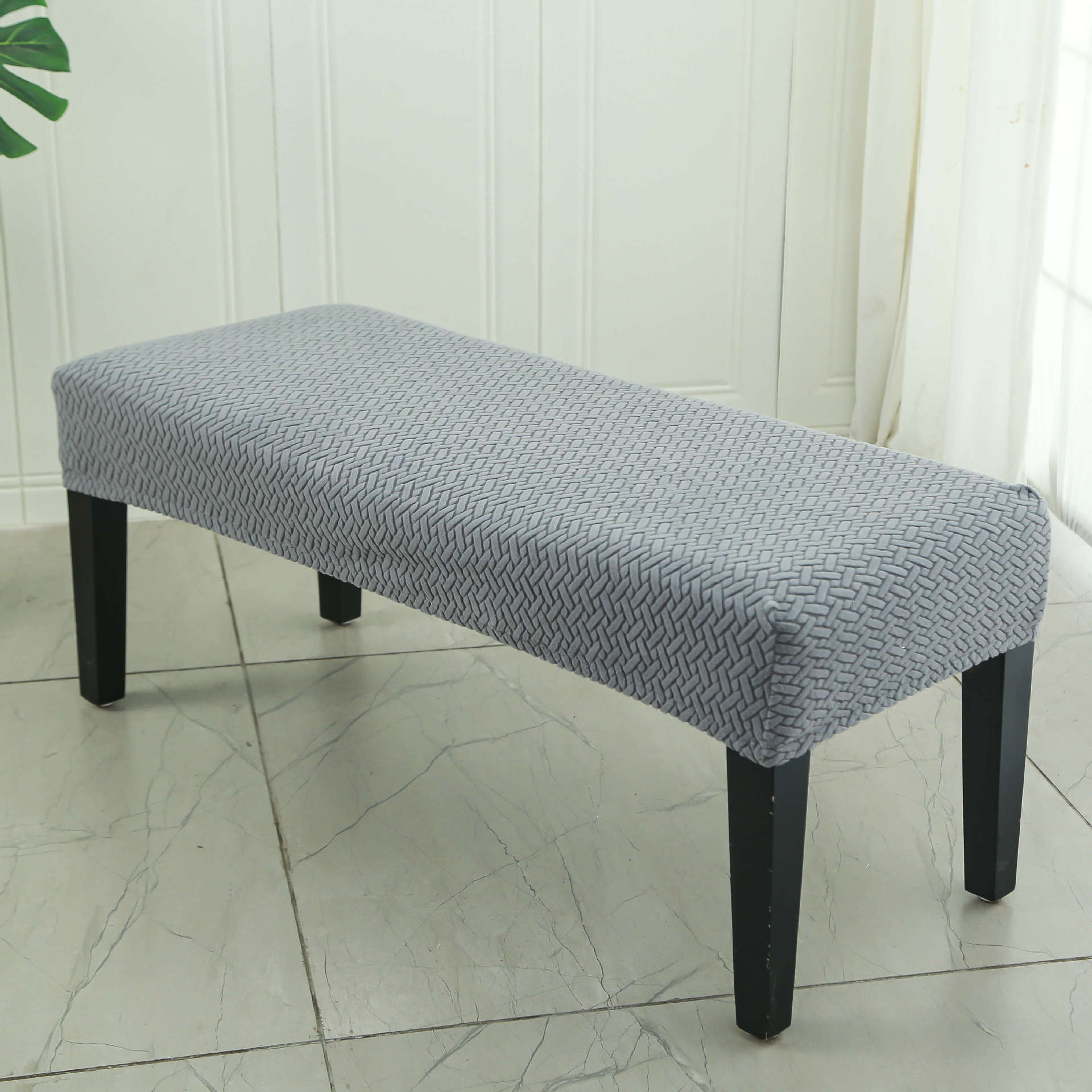 Picture of Elastic Household Long Bench Cover Corn Plaid Thickened Piano Cover Makeup Stool Cover Shoe Changing Stool Cover