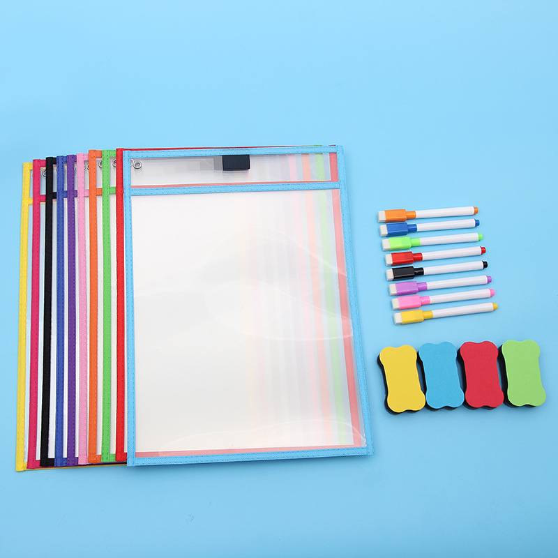 Picture of Factory in stock Early Childhood Education Children Erasable File Bag Sewing PVC Storage Bag A4 Vertical Transparent File Bag