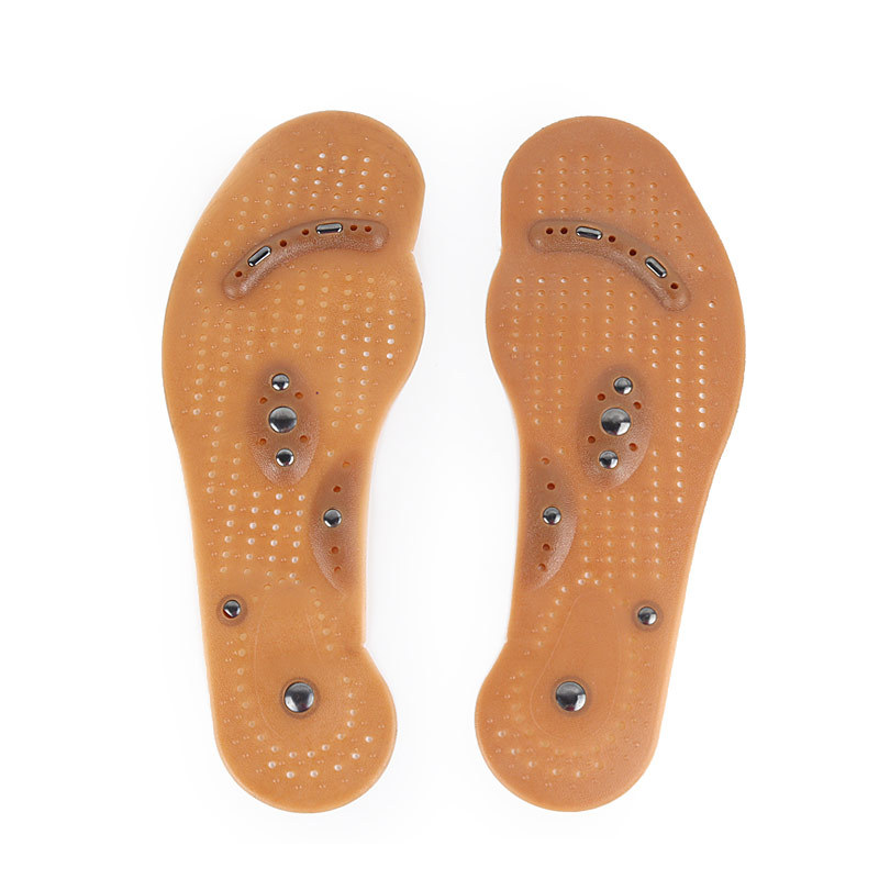 Brown Magnetic Therapy Insoles, 8 Magnet Massage Insoles, Breathable Insoles for Men and Women, Shock-Absorbing Casual Full Cushions