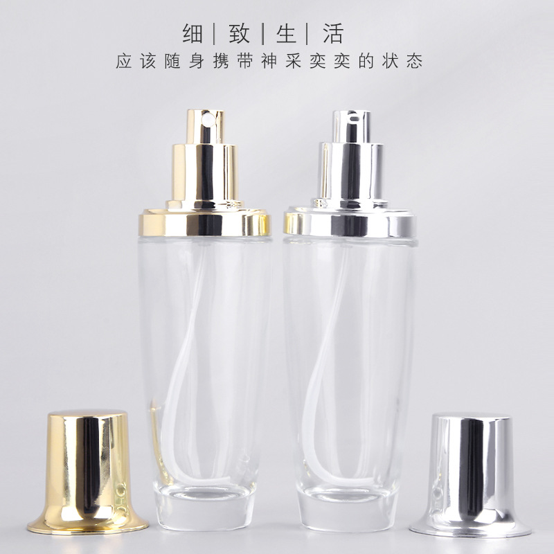 30ML50g 100 ml glass bottle emulsion bottle electroplated aluminum nozzle makeup empty bottle travel portable spray bottle