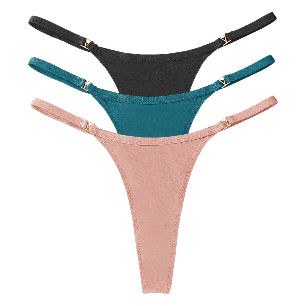 European and American cross-border Ice Silk seamless underwear thin T-shaped low waist breathable comfortable seamless letter underwear wholesale