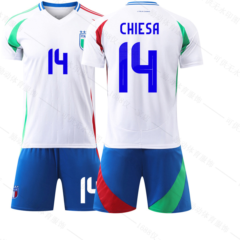 Picture of 2024 Italy away white jersey European Cup football uniform No.14 Chiesa 18 Barrera big factory