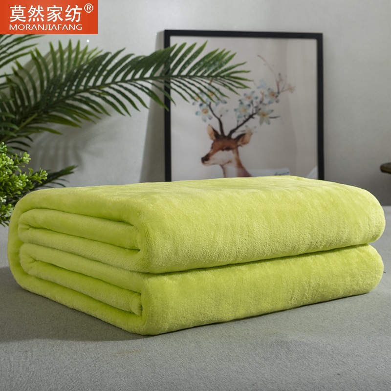Picture of Solid Color Flannel Blanket Summer Air Conditioning Blanket Office Nap Blanket Single Layer Double-sided Fleece Four Seasons Thin Blanket