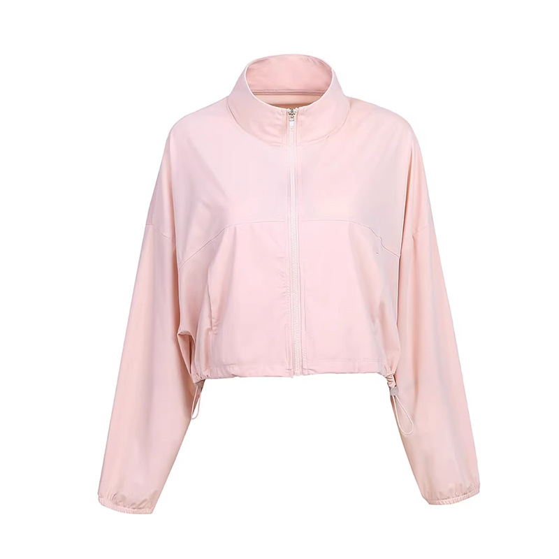 Picture of Vertical Collar Pocket Cool-feeling Sunscreen Clothing UV-resistant Women's Outdoor Sports Fitness Jacket Loose Breathable Casual Top