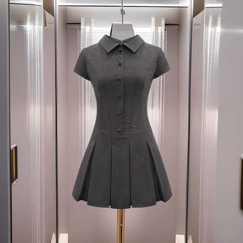 OAKMOO/ "Waiting for You to Get Out of Class" dress A- Line Skirt Short Sleeve Shirt Skirt Commuter College Suit Material Tea Break Skirt
