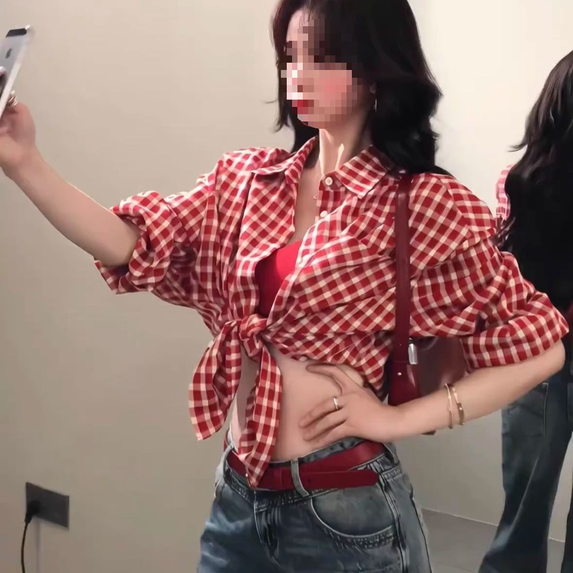 Japanese Style Retro Red Plaid Shirt Jacket Women's Summer Vintage Relaxed Casual Sun Protection Shirt Jacket