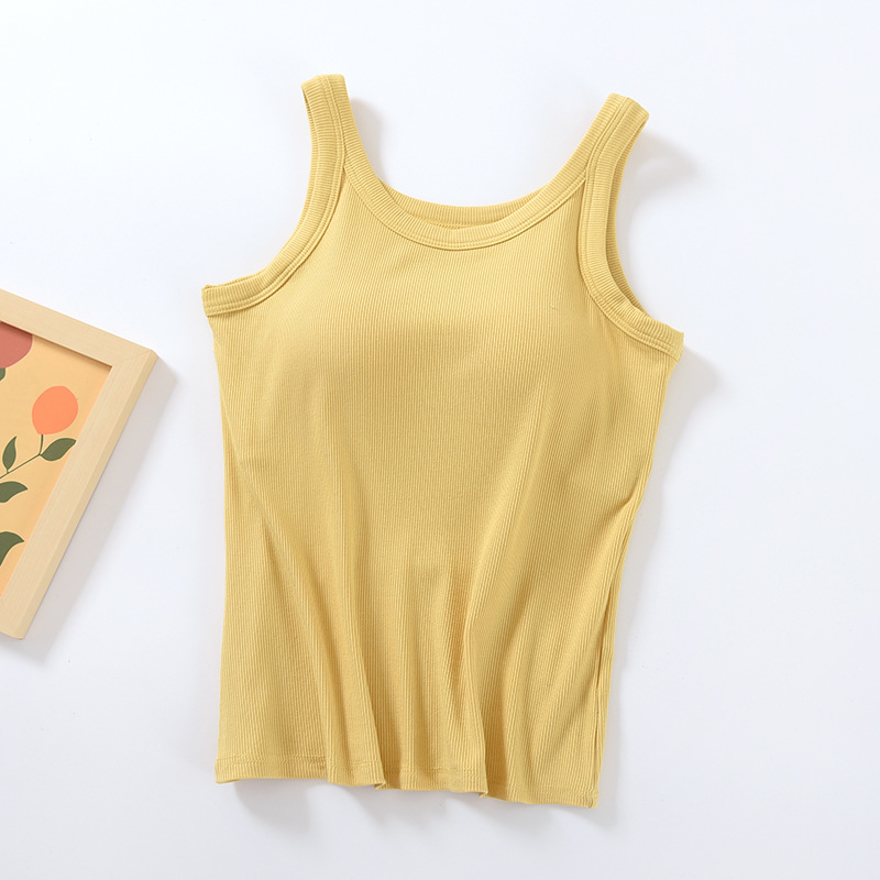 Picture of Vest with Chest Pad Sling Wide Shoulder Strap Base Cup Bra One-piece Underwear Long Top Anti-slip Sleeveless Women