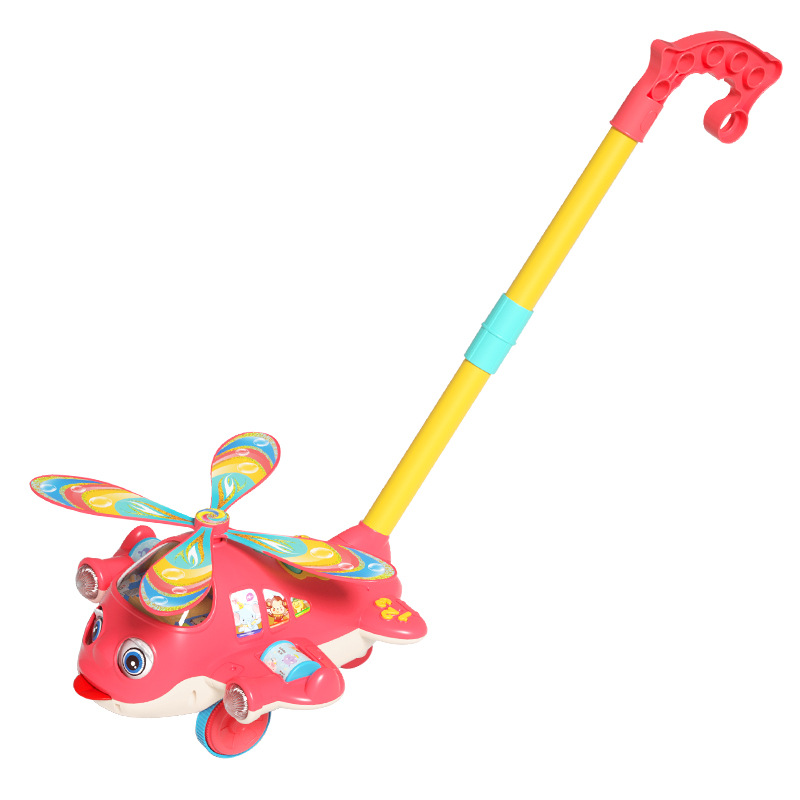 Picture of Children's Hand Pushing Airplane Toddler Push Pushing Music Baby Early Education Story Machine Trolley Toys Single Pole Children's Walkers