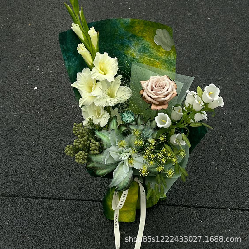 Zhuo Fiber Flower Material Retro Style Handmade Tie-Dye Ink Paper Floral Wrapping Floral Paper Relief Stereoscopic Flower Wrapping Paper