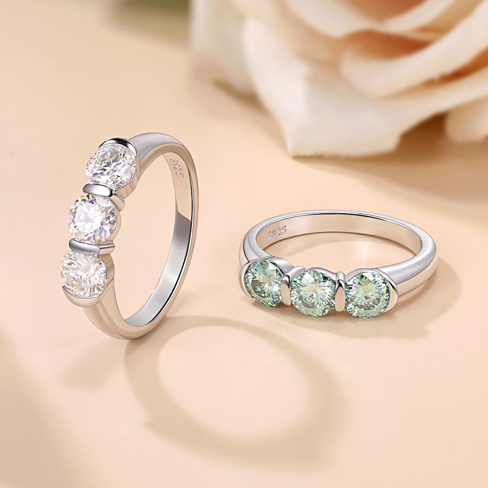 Cross-border independent stations sell three 5.0MM moissanite rings S925 sterling silver plated 18K gold Joker moisan ring