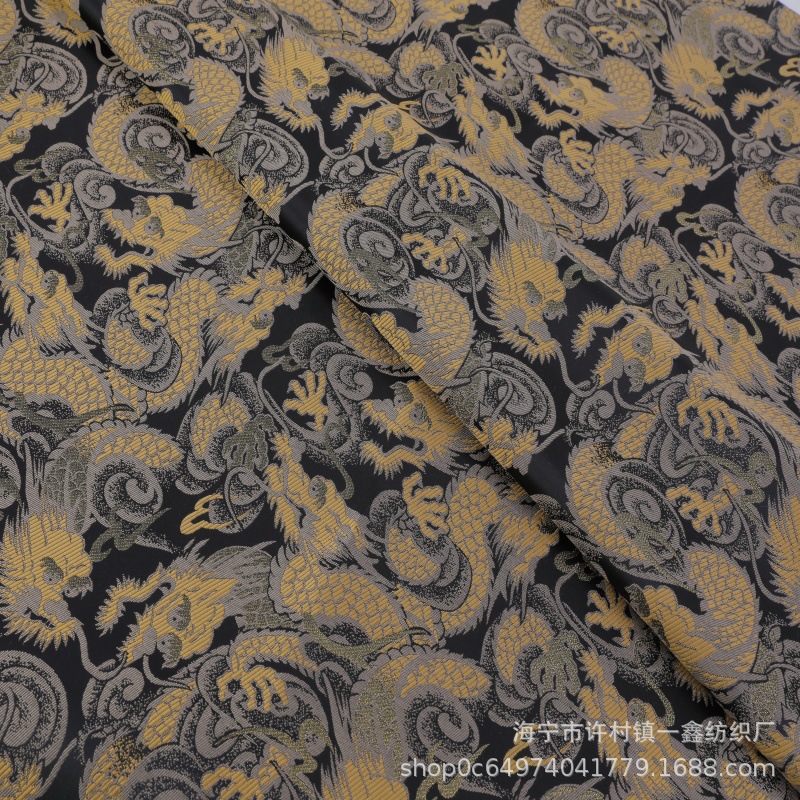 150 Wide Golden Dragon Jacquard Polyester Fabric New Chinoiserie Tang Suit Han Dynasty Handmade Vest Handmade DIY Thick