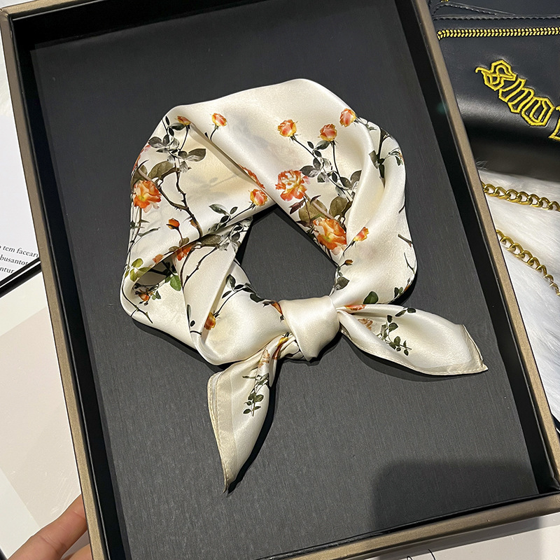 Picture of 2024 New Style Silk Scarves Women's Spring and Summer Fashion Printed 100 Mulberry Silk Small Square Scarf South Korea Ribbon Scarf