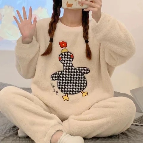 [Support for Daifa] [Support for Customization] Cross-border Stall Foreign Trade Autumn and Winter Pajamas Flannel Thickened Women