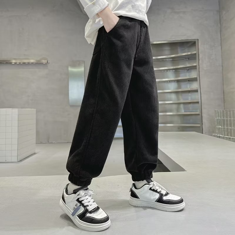 Picture of Boys' Pants Spring and Autumn 2023 New Children's Sports Trousers Big Boys One-piece Velvet fleece-lined Casual