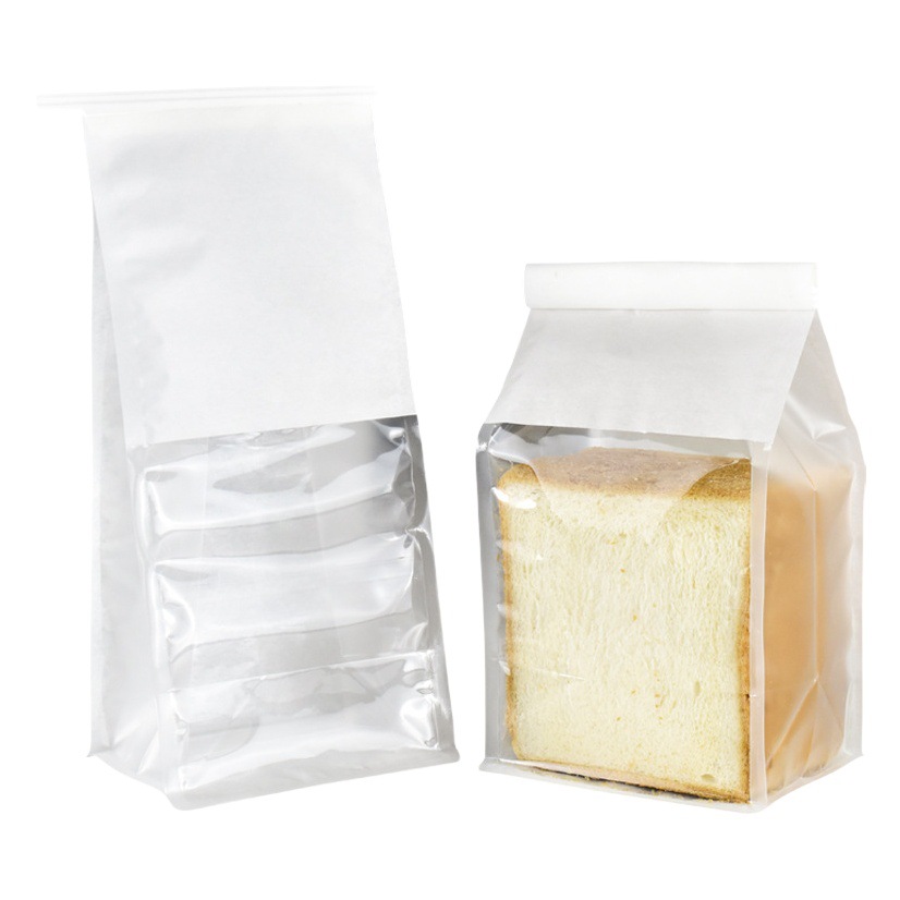 Baoliyuan Baking Bread Toast Bag Self-sealing Raw Toast Packaging Bag Curled Edge Wire Sealed Window Opening Cotton Paper Bag