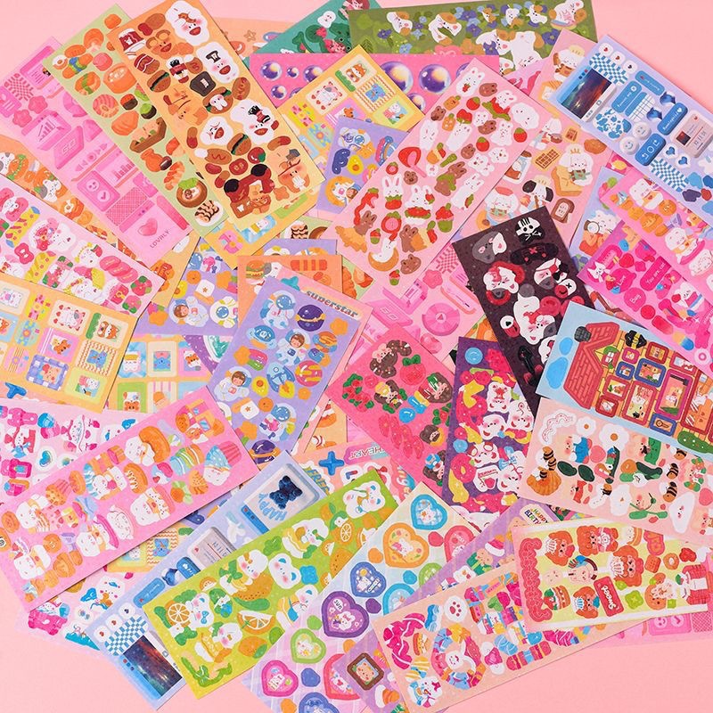 Picture of Korean hand account does not repeat goo card sticker laser hand account cartoon printing PVC decorative stickers wholesale card set