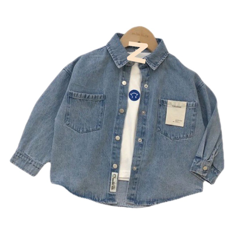 Men's Children's Clothing 2023 Spring New Western Style Coat Men's Baby's Denim Shirt Korean-style All-match Children's Shirt